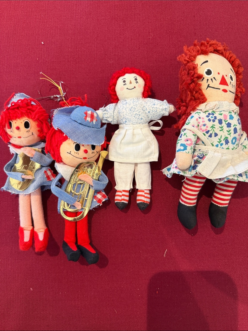 Classic Red-Haired Rag Doll Ornament - Festive Holiday Set